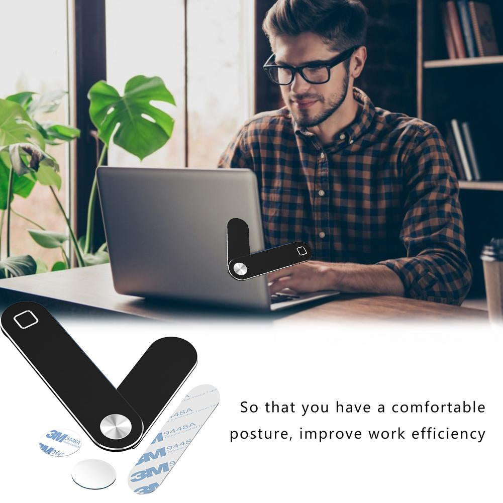 Laptop Phone Holder, Adjustable Laptop Side Mount Clip, Magnetic Laptop Monitor Mount, Computer Laptop Cellphone Stand Foldable Aluminum Expansion Bracket Tablet Clip For Dual Screen - 5 - CJ