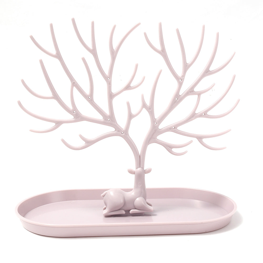 Deer Jewelry Display Stand Earrings Necklace Ring Jewelry Display Tray Jewelr Crystal Handle Antlers Jewelry Display Stand With Storage Drawer And Tray, Tree Tower Rack Hanging Organizer - 5 - CJ