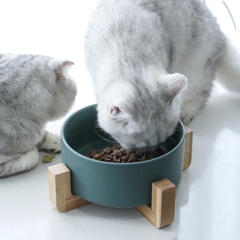Solid Color Minimalist Home Use Ceramic Cat Food Feed Bowl - 0 - CJ