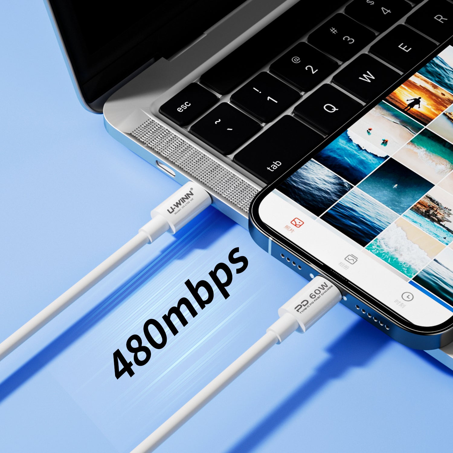 L706 USB - C To USB - C Cable PD 60W 1M White USB 3.0 UWINN - 5 - CJ