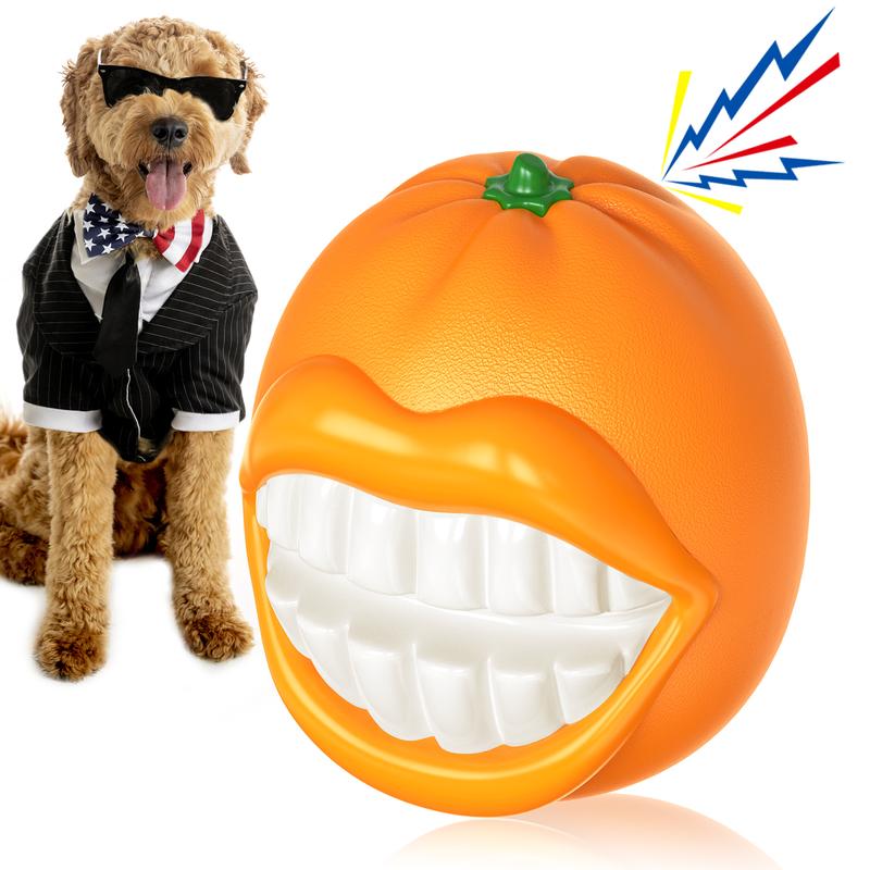 PROKEl Dog Toys Squeak Chew Toys Tough Ballfor Medium Large Extra Aggressive ChewersringDogs Breed Interactive Enduring IndestructibleSqueaky Toy Training Fetch Orange Plainindestructible Dogtoy Squea - 5 - CJ