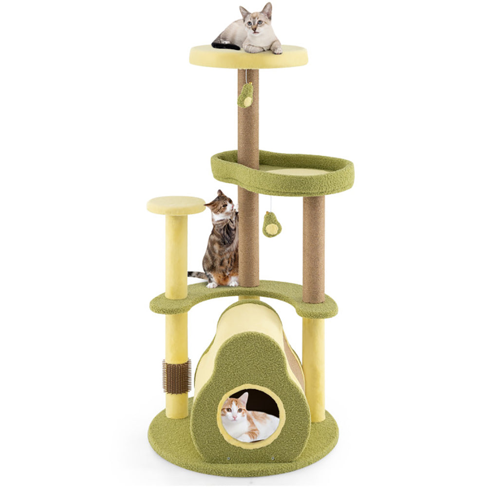 Freestanding Multi - level Avocado Cat Tower With Private Condo - 5 - CJ