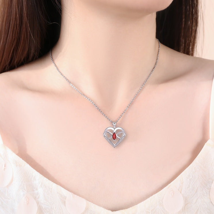Emma Manor Heart Pendant Necklace 14k White Gold Plated 5A Cubic Zirconia Infinity Butterfly Jewelry For Women - 5 - CJ
