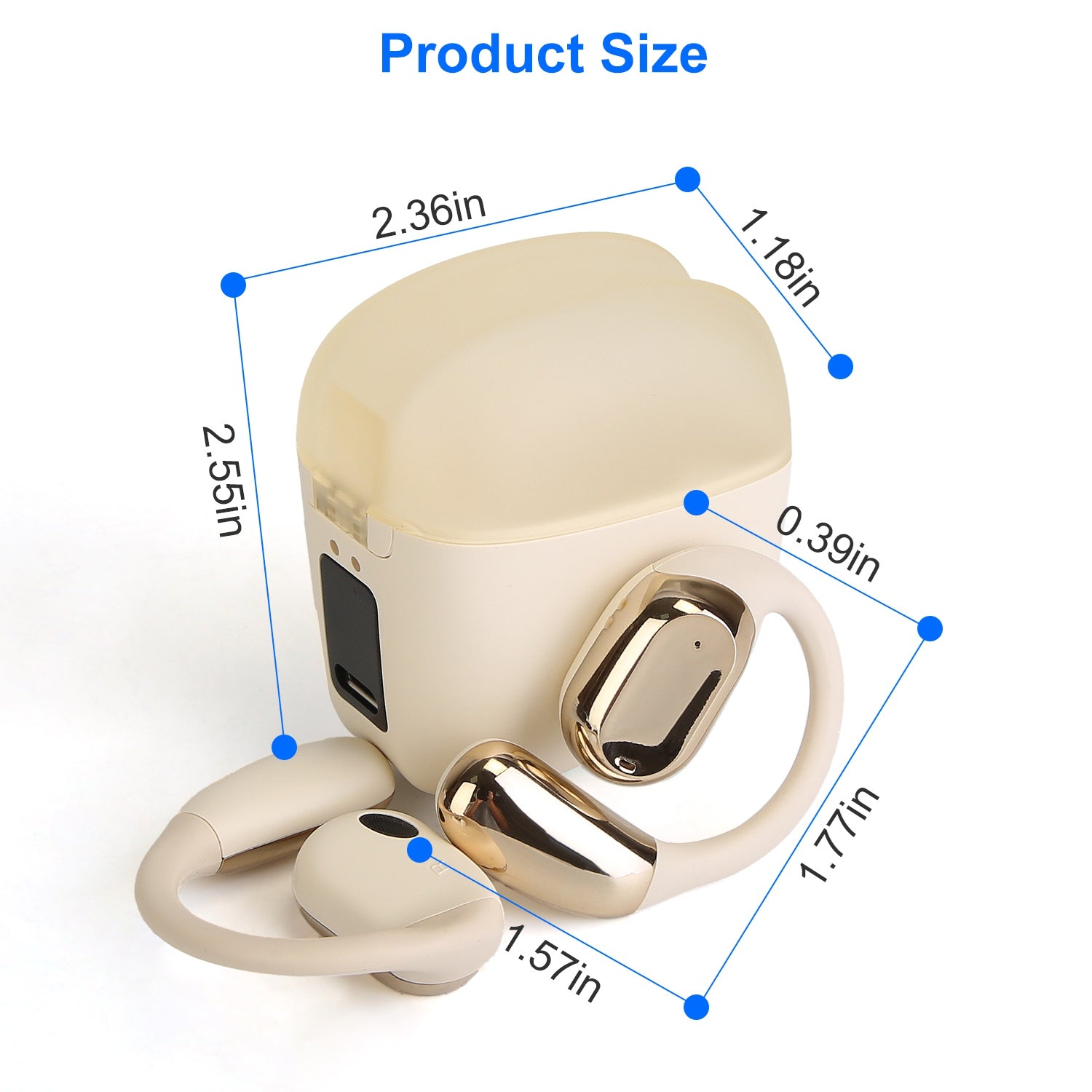 1 Set Wireless V5.4 Open Ear Earbuds With Earhook LED Display Charging Case IPX5 Waterproof 300Hrs Standby Time Touch Control Stereo Sport Headphones For Workout Running - 5 - CJ