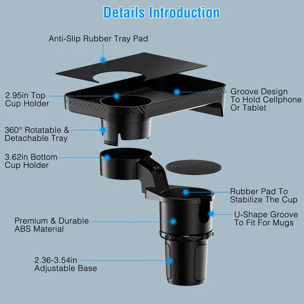 Car Cup Holder Tray 360° Rotating Car Bottle Holder Expander Adapter - 5 - cjdropshipping