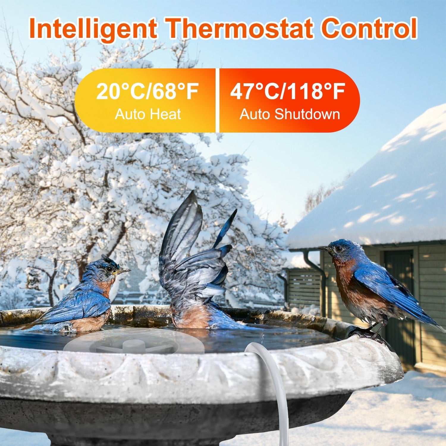70W Bird Bath Heater For Outdoors Winter Heated Bird Bath Deicer Waterproof Aluminum Alloy Water Heater With Thermostat Auto Shutdown For Yard Patio Farm - 5 - cjdroshippping