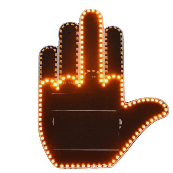 Funny New LED Illuminated Gesture Light Car Finger Light With Remote Road Rage Signs Middle Finger Gesture Light Hand Lamp - 0 - CJ