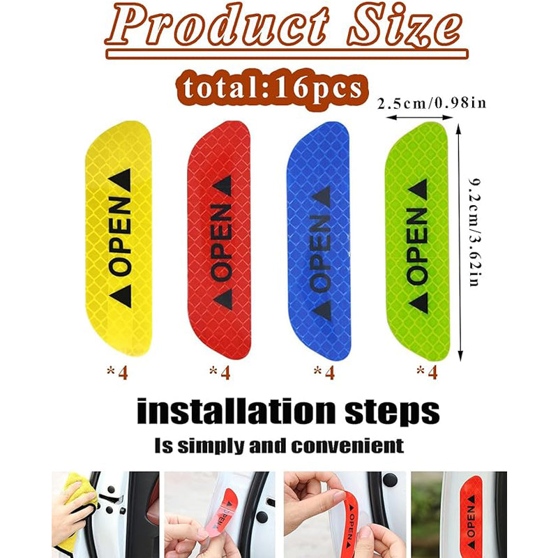 20 Pcs Car Stickers, Reflective Open Warning Signal Stickers, Night Car Stickers, Anti - Collision Safety, Car Door Protection & Decoration - 5.0 - CJ
