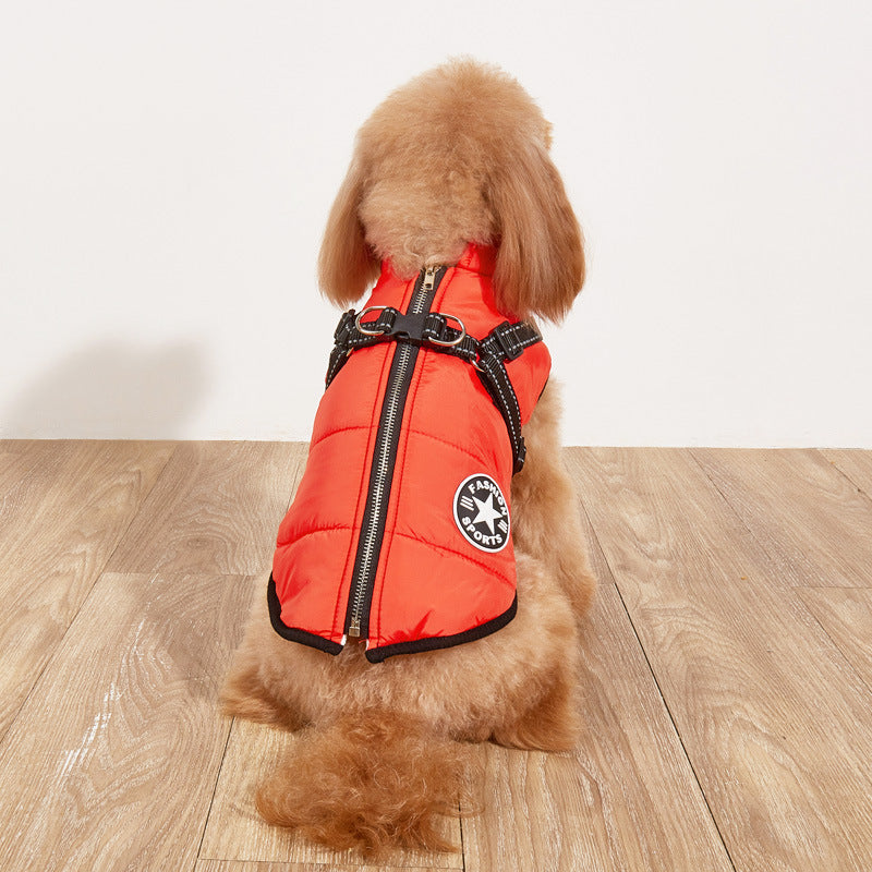 Pet Warm Dog Cotton - padded Clothes Fleece - lined Thickened Reflective Gallus - 0 - CJ