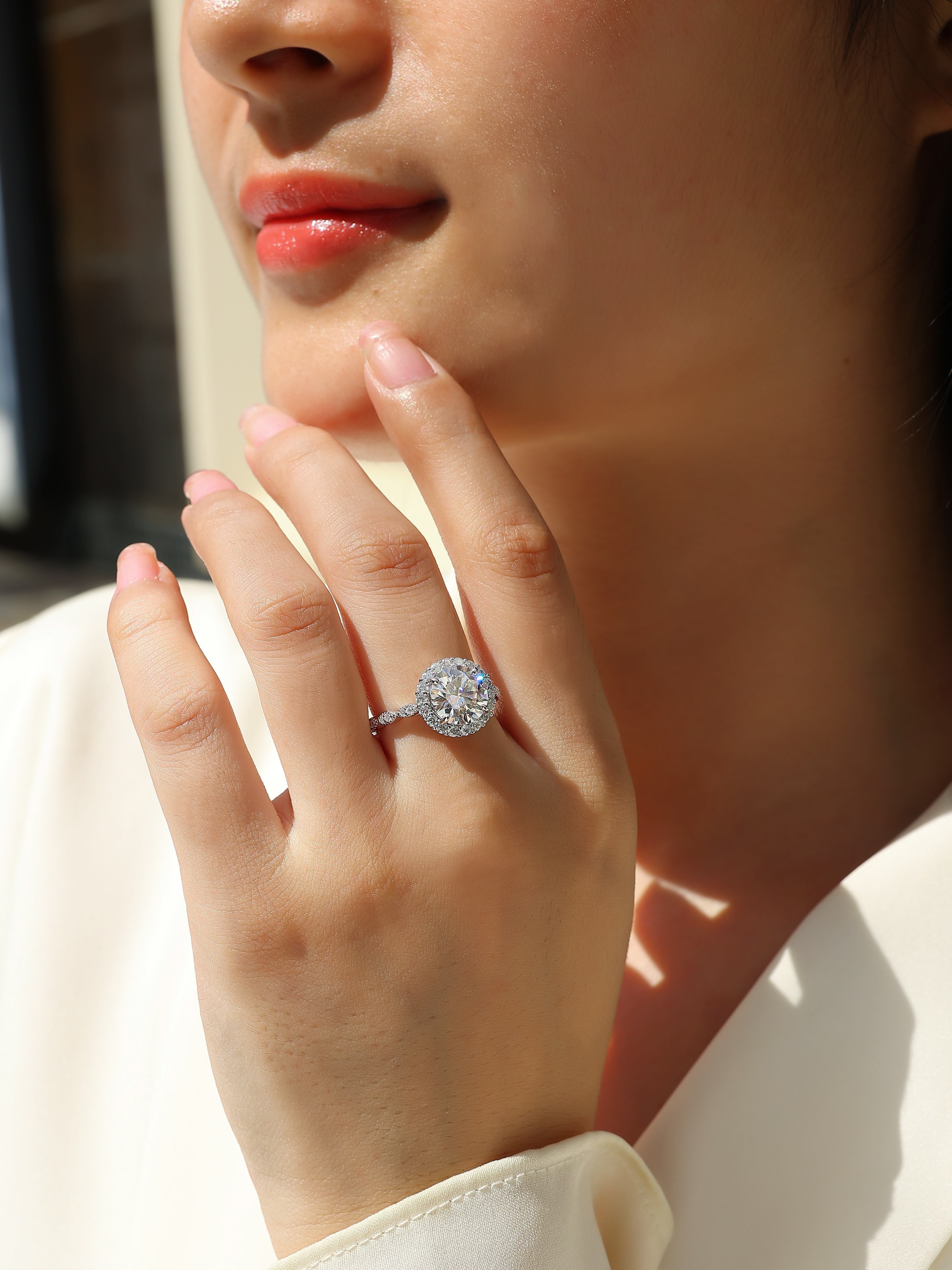 1Starlight Shining - A Fashionable Jewelry Ring Set With 3 - carat Moissanite S925 Sterling Silver And Platinum - plated Diamond Prohibit TikTok sales - 5 - CJ