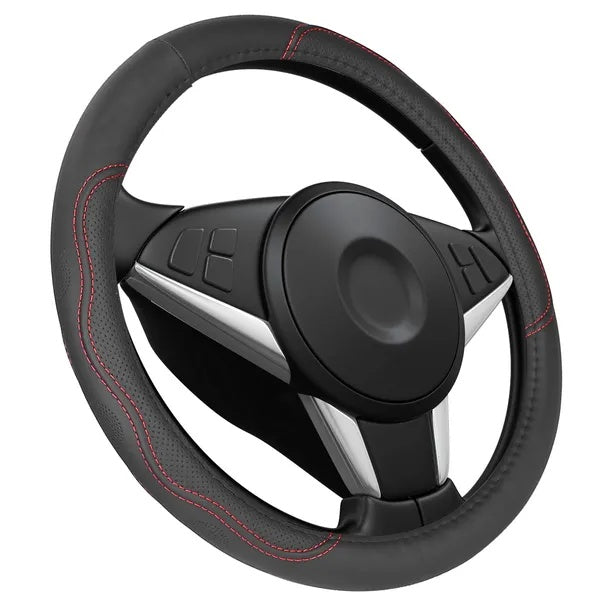Steering Wheel Cover 14.5in - 15in Diameter Universal Fiber Leather Car - 5 - CJ