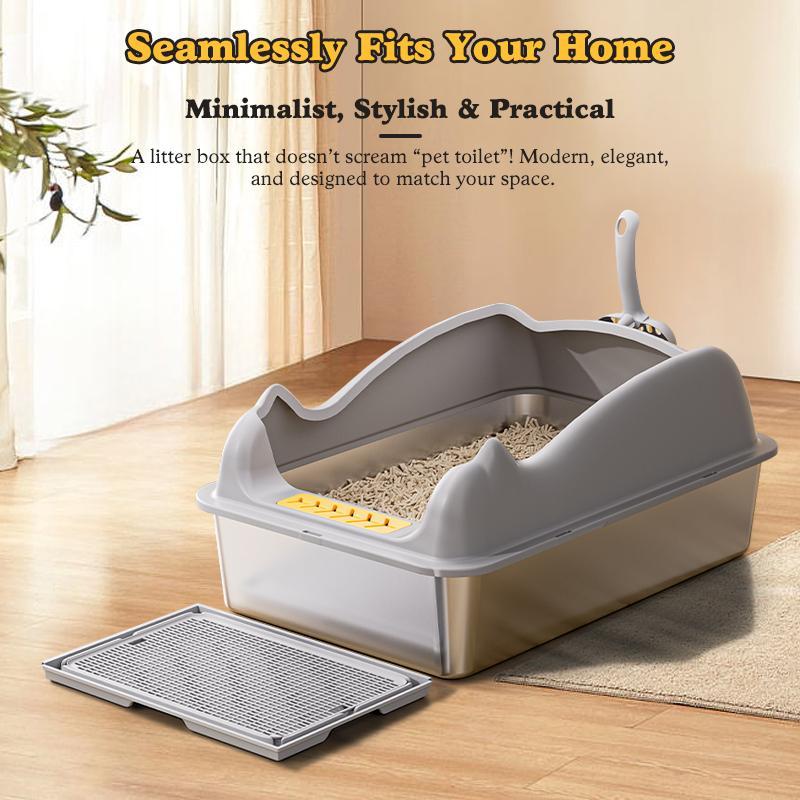 Large Stainless Steel Cat Litter Box - 5 - CJ