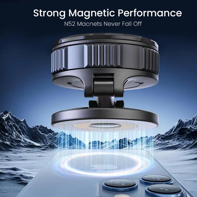 Newly Upgraded Retractable Car Mobile Phone Holder 360 Magnetic Vacuum Suction Cup One - click Safety Lock Ultra - compact Design - 5 - CJ