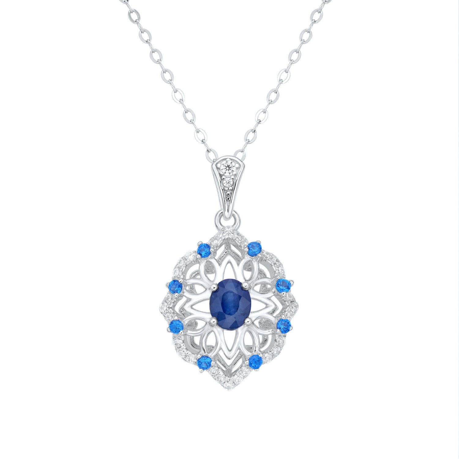 Fashion High Class Jewelry Natural Sapphire Pendant S925 Silver Retro Pattern - 4 - CJ