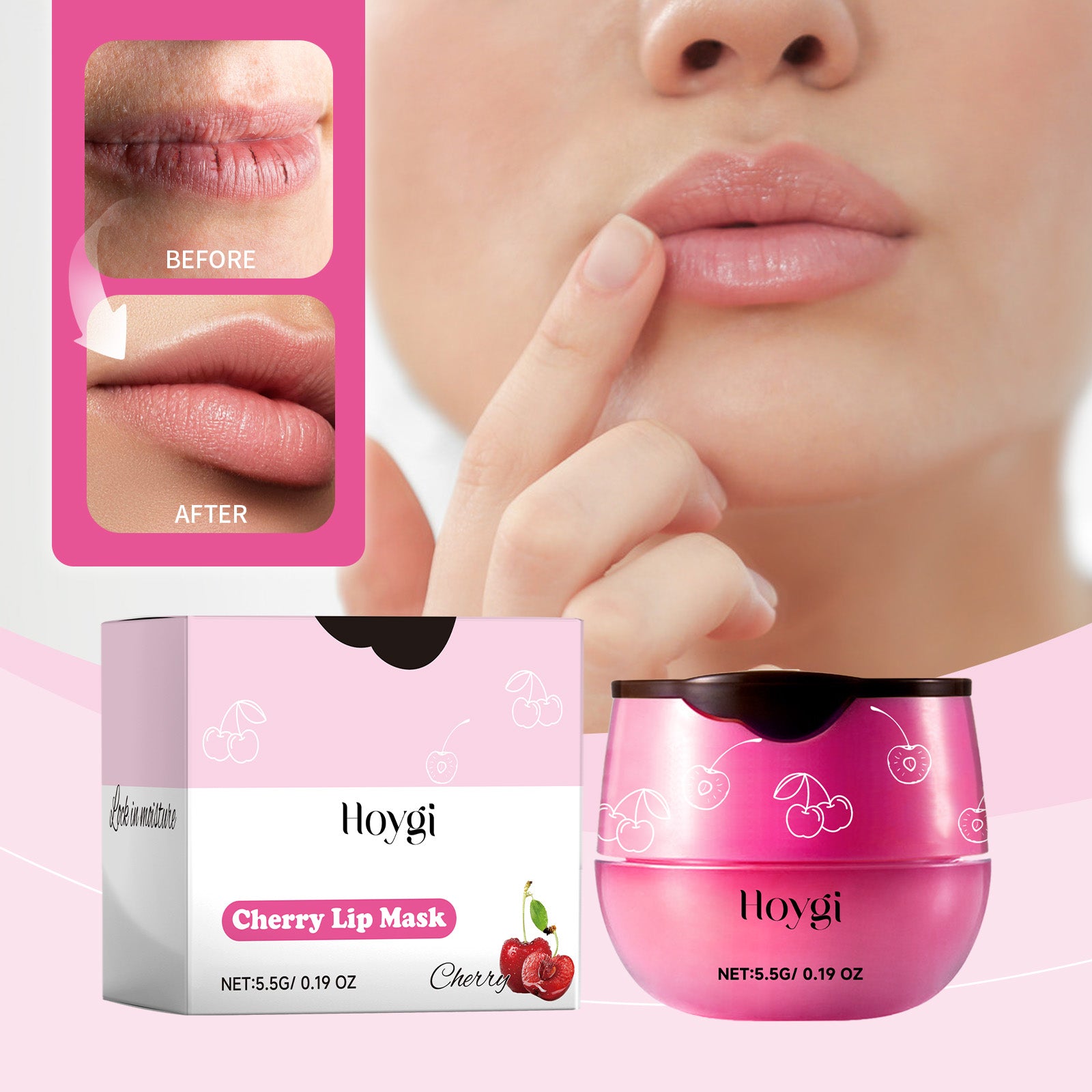 Hoygi Cherry Lip Mask, Lip Repair, Anti - Cracking, Moisturizing And Fading Lip Lines Lip Care - 5 - CJ