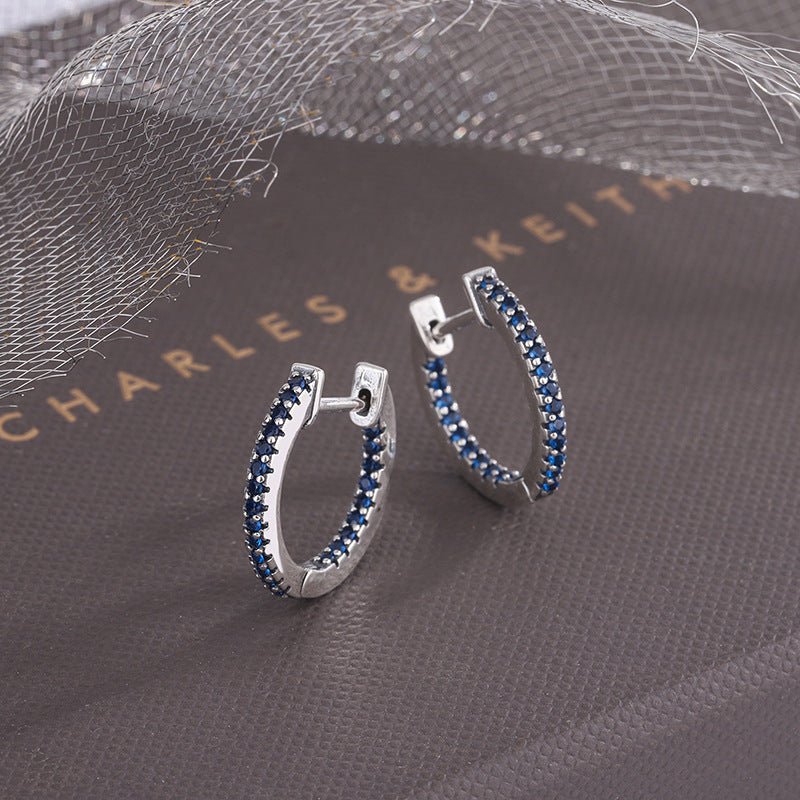 S925 Sterling Silver Small Group European And American Zircon Earrings For Women Simple And Cool - 4 - CJ