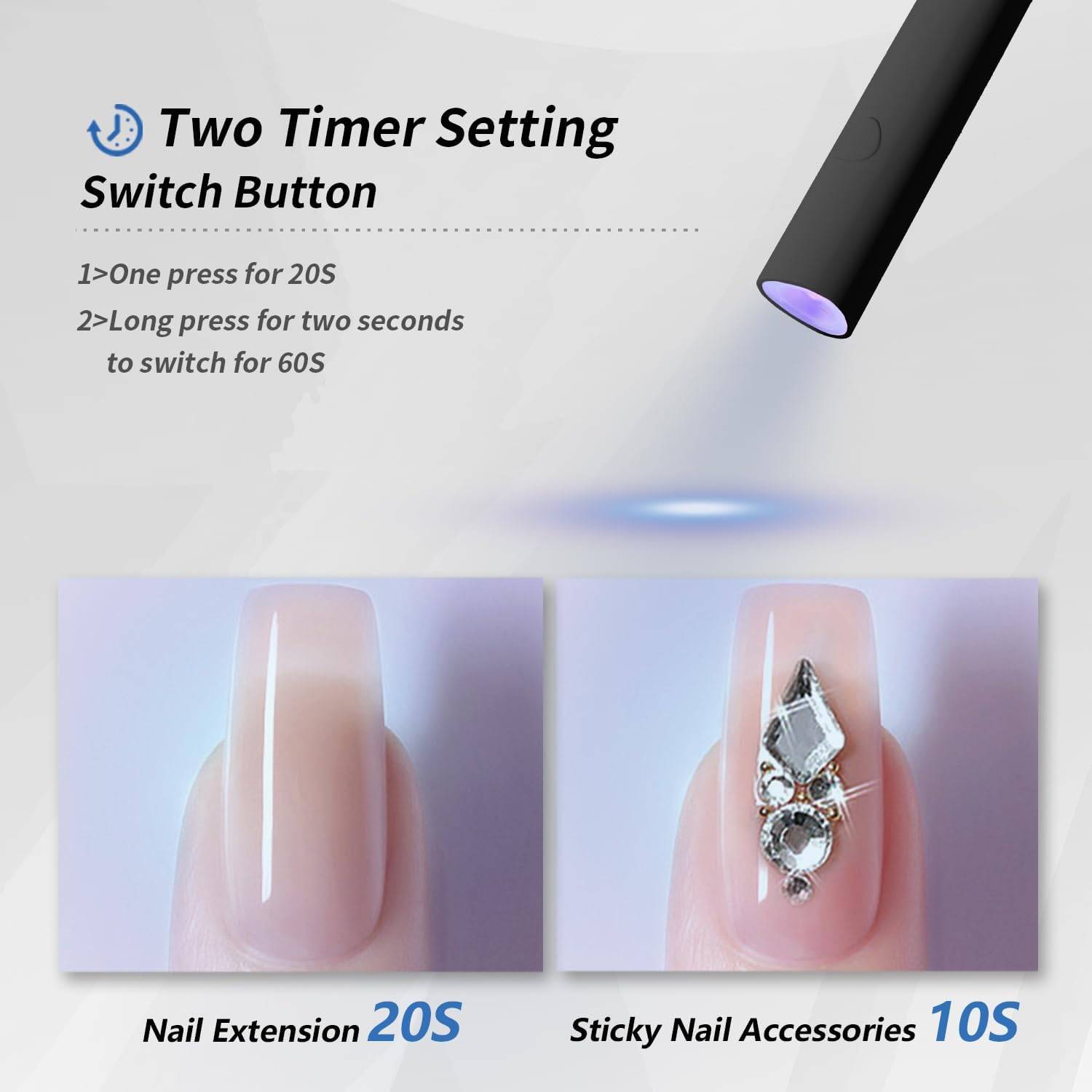 Mini UV LED Nail Lamp Handheld With Stand, Portable Nail Dryer USB Cordless - 5.0 - CJ