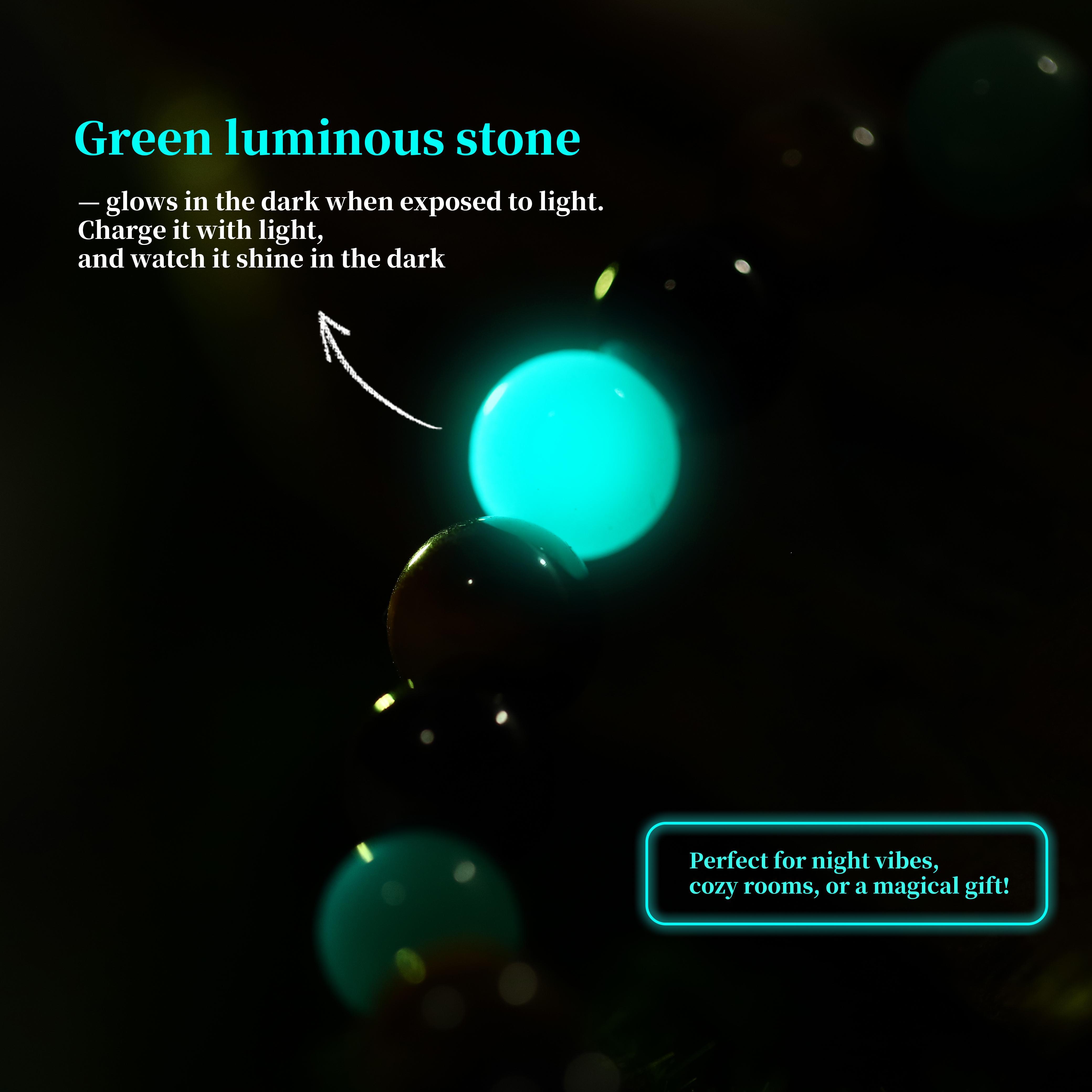 Green Luminous Stone Glows In The Dark Charges With Light 22g 22cm Ideal Gift For Wealth Success & Positive Vibes Home Decor - 5 - CJ