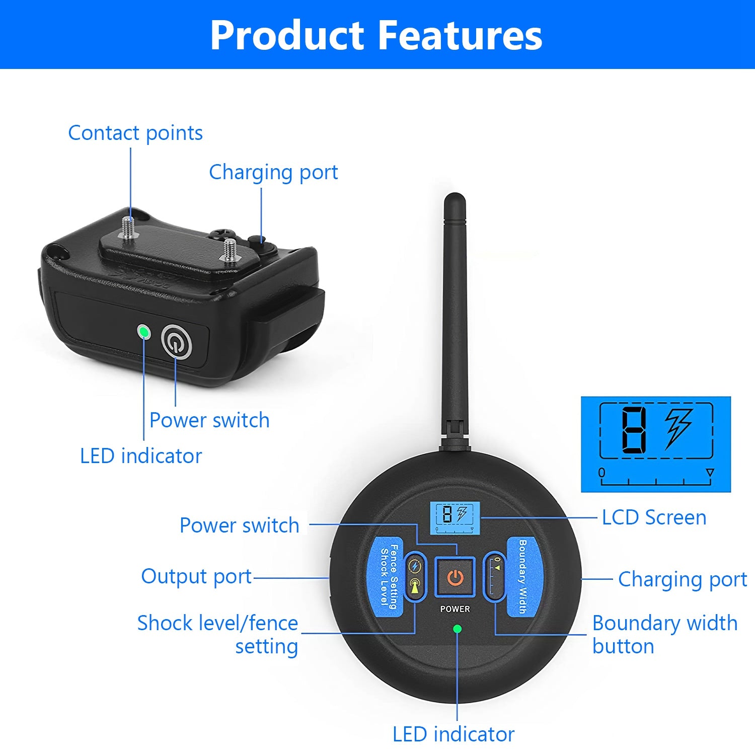 1Set Wireless Electric Dog Fence Pet Shock Boundary Containment System Electric Training Collar For Small Medium Large Dogs - 5 - CJ