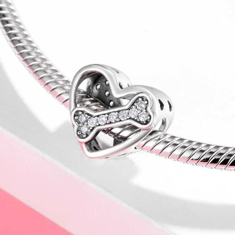 S925 Sterling Silver Beads Cute Dog Element Dog Paw Print Series Beaded Pendant DIY Accessories Loose Beads - 4 - CJ