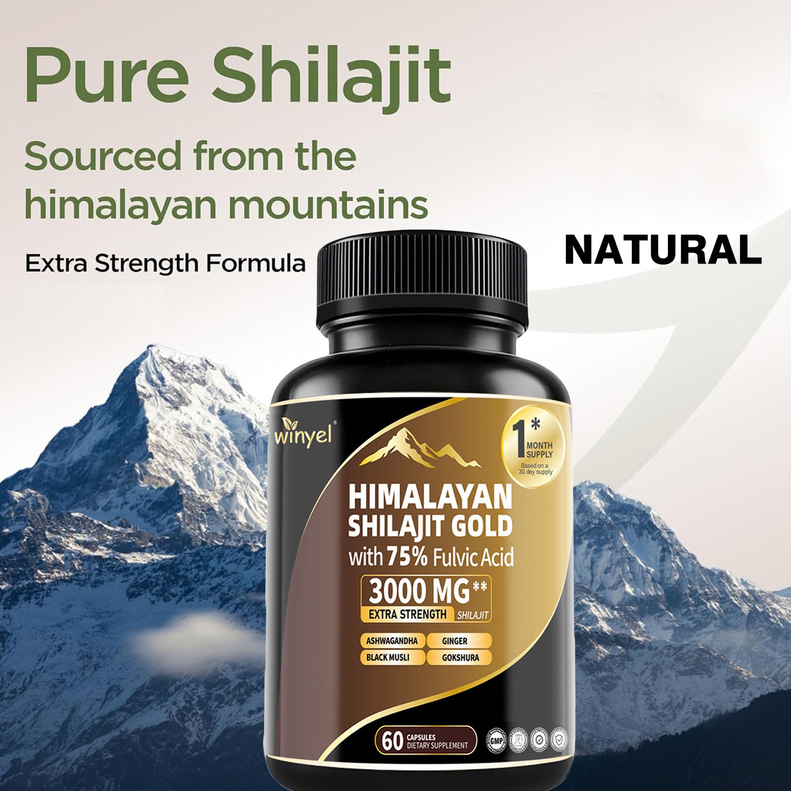 Shilajit Capsules, Ashwagandha, Gokshura, 85 Trace Minerals, High Potency Gold Grade Himalayan Shilajit Supplements, 60 Capsules For Women And Men - 5 - CJ