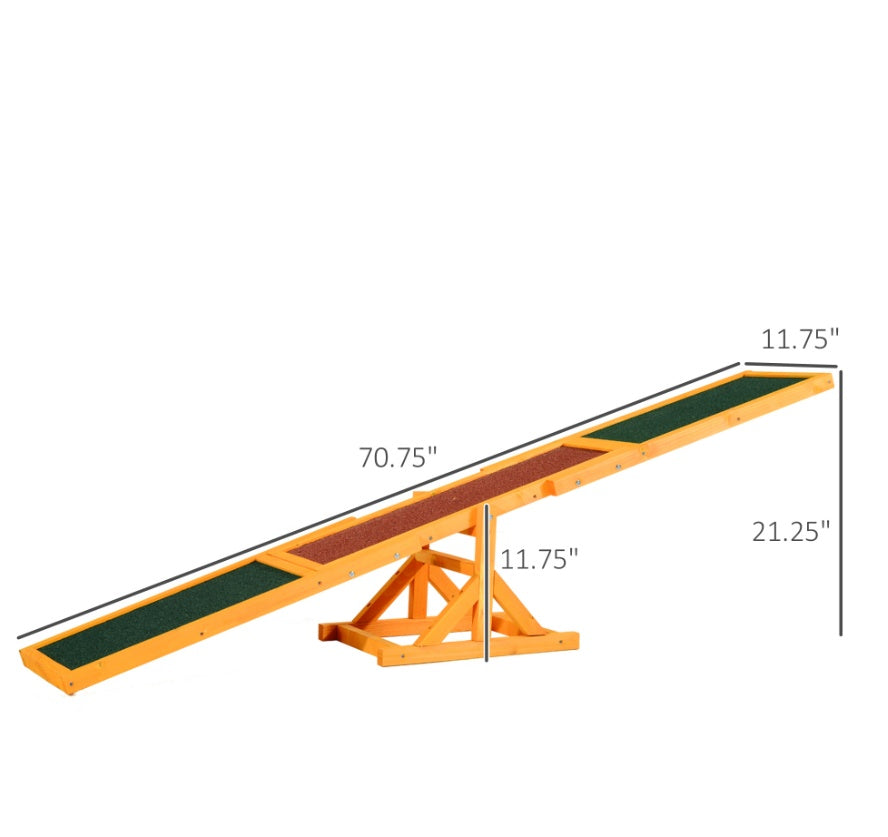 Wooden Dog Agility Seesaw, Training And Exercise Equipment, Weather Resistant, 71 L, Natural - 5 - CJ
