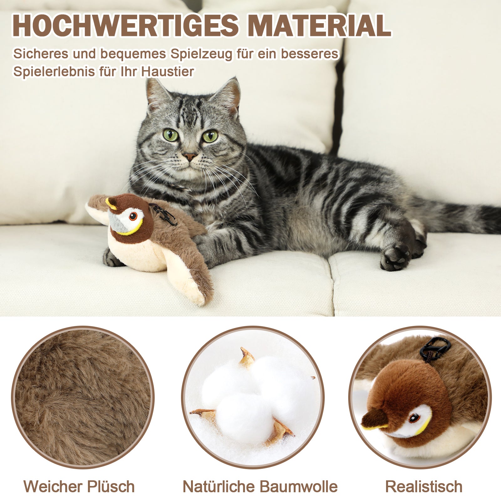 Electric Cat Toy Bird For Self - Entertainment - Interactive Automatic Cat Toy With Catnip, Intelligent Rechargeable Cat Toy For Cats To Play With And Step On - 5 - CJ