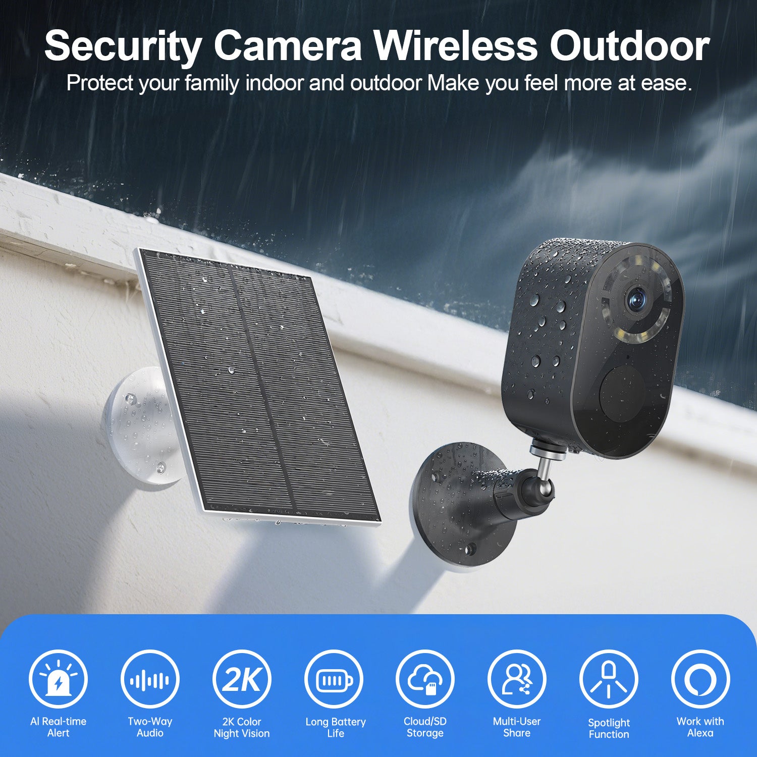 3MP Low Power Wireless Solar Panel IP Camera PIR WiFi Rechargeable Battery Security Outdoor Camera - 5 - CJ