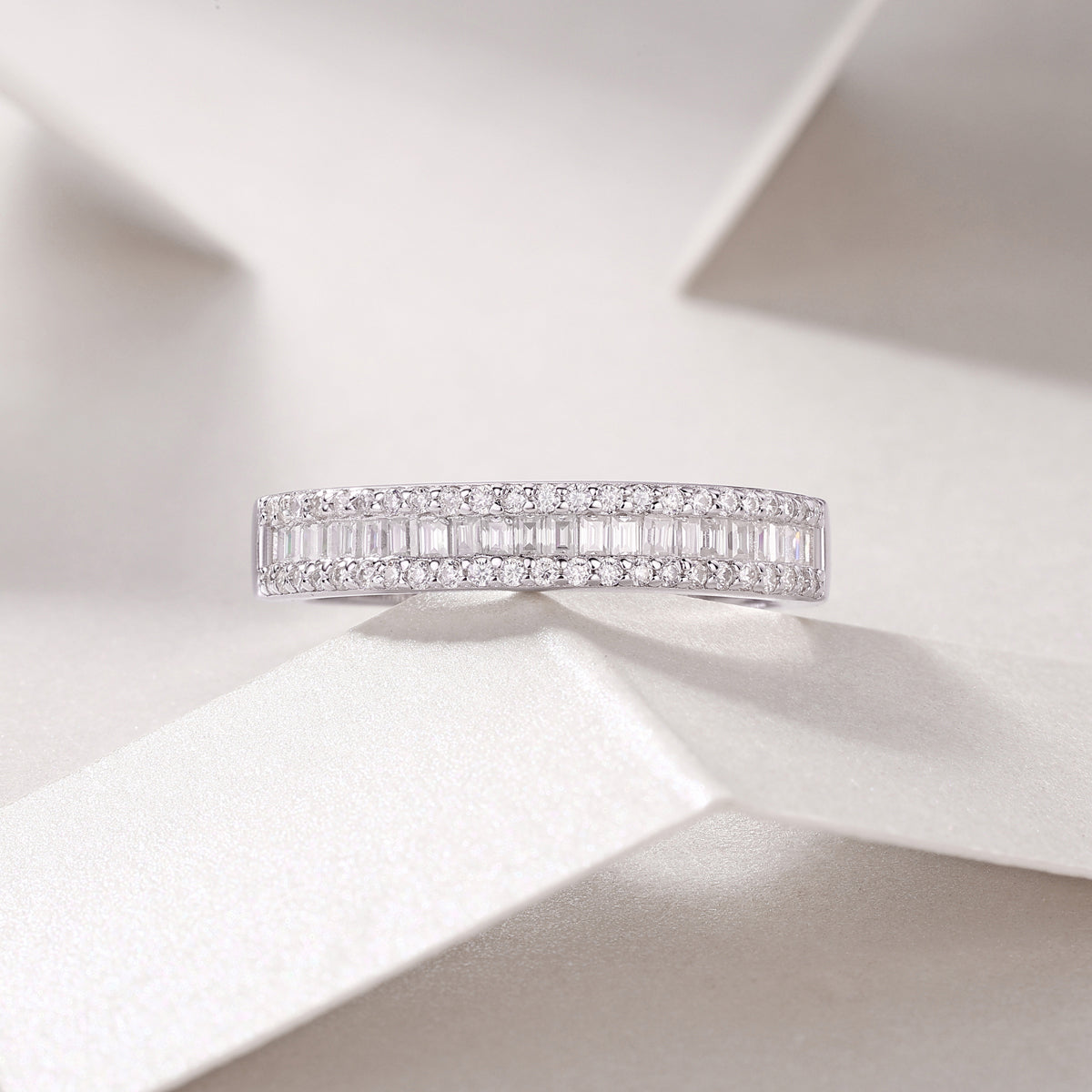 1Arrange The Square Diamond Ring Luxury Fashion Moissanite Silver Ring Prohibit TikTok sales - 5 - CJ