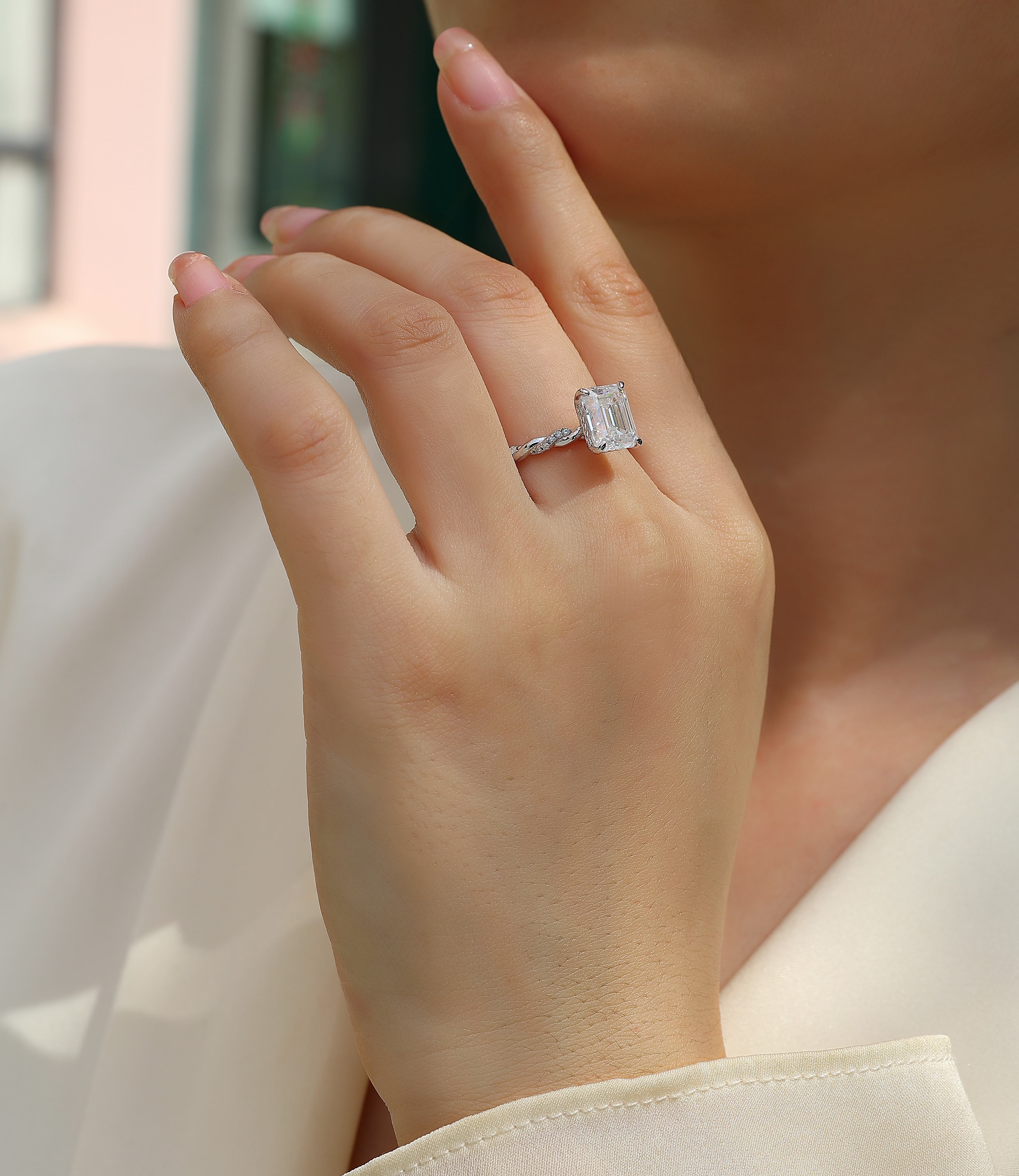 1Chasing Light - A Fashionable Diamond Jewelry Piece Set With Moissanite S925 Sterling Silver And Platinum - plated Diamond Ring Prohibit TikTok sales - 5 - CJ