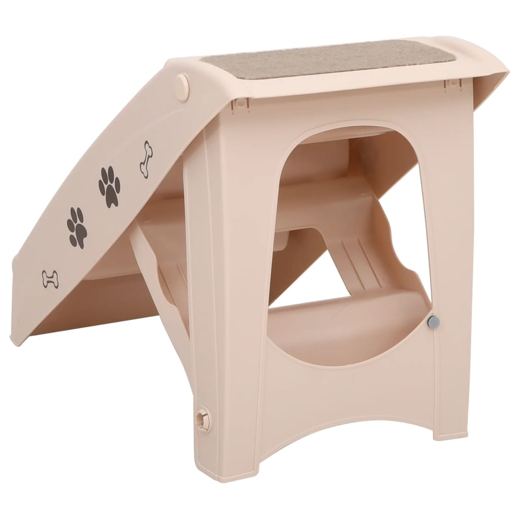 Foldable Dog Stairs Cream 62x40x49.5 cm Dog Stairs - 5 - cjdroshippping