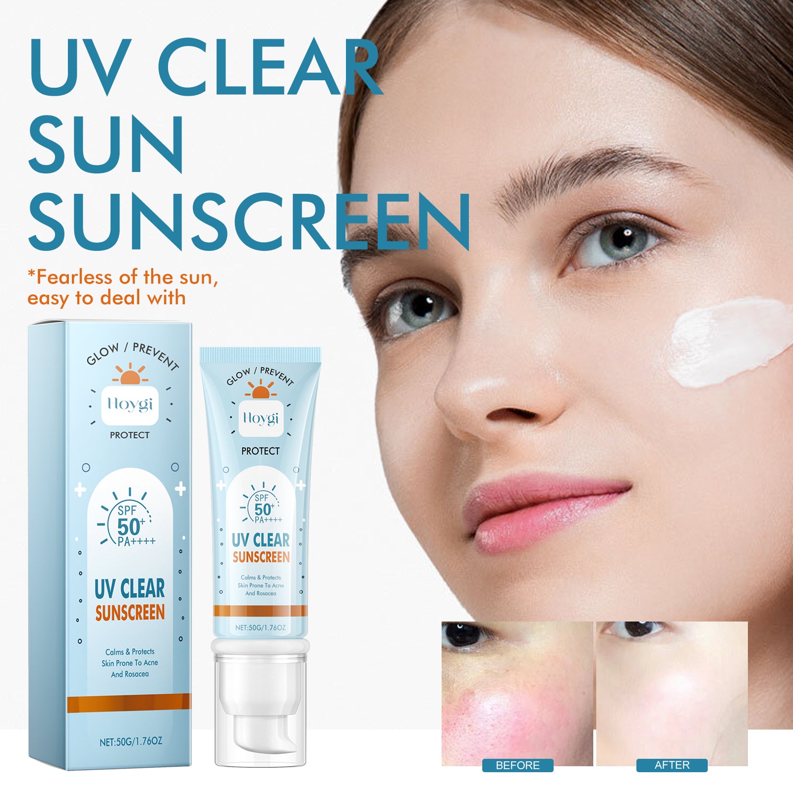 Hoygi UV Clear Sun Sunscreen, Summer Outdoor Anti - Exposure UV Moisturizes Skin Evenly Bright And Not Greasy - 5 - CJ