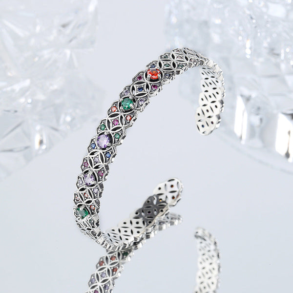 S925 Sterling Silver Totem Bracelet Designed By Minority Antique Hollow Pattern - 4 - CJ