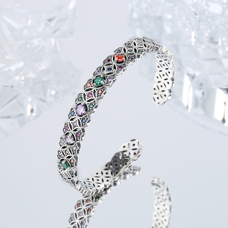 S925 Sterling Silver Totem Bracelet Designed By Minority Antique Hollow Pattern - 4 - CJ