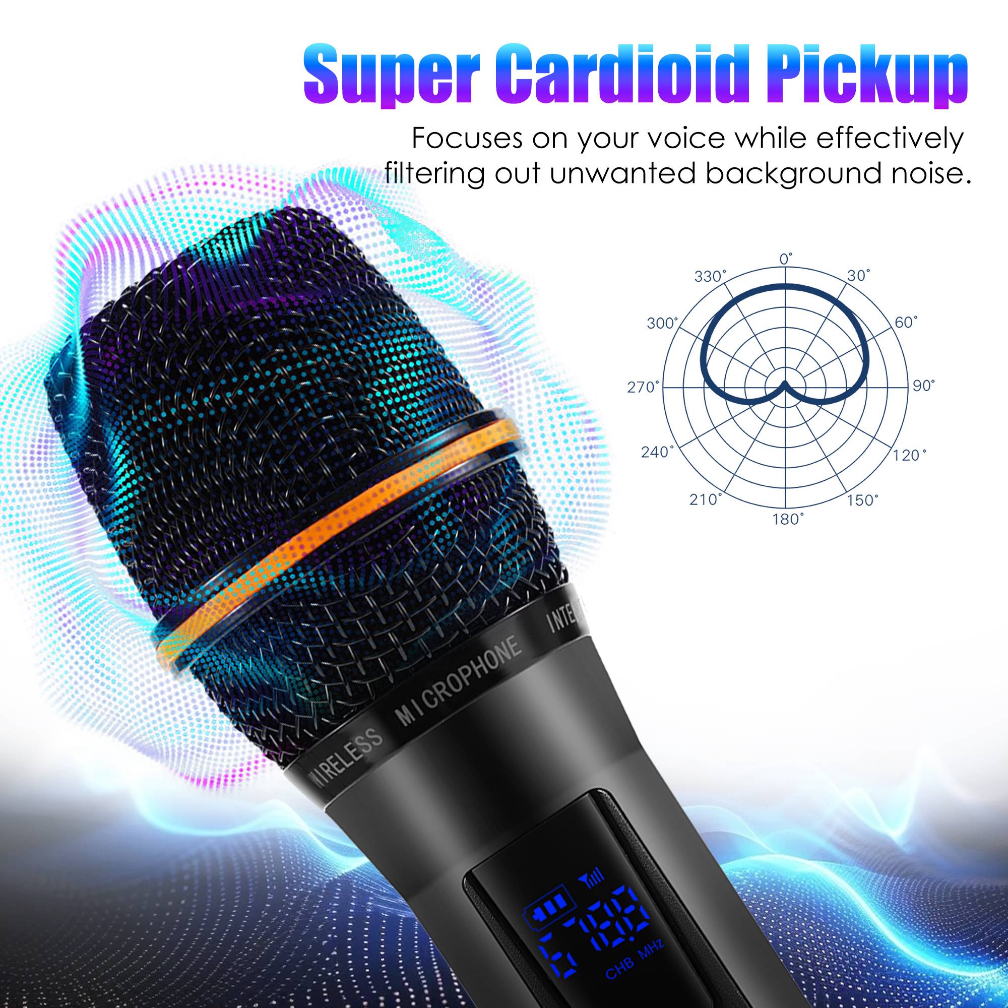 2Pc UHF Wireless Microphones Rechargeable Wireless Microphones Metal Handheld Dynamic Mics With 262FT Range For Karaoke Party DJ Wedding Speech Outdoor Events - 5 - CJ
