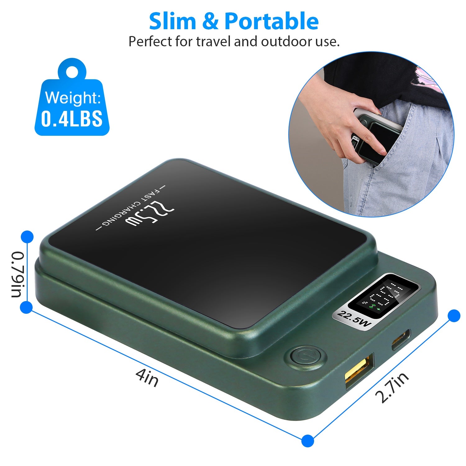1Pc 2 In 1 Magnetic Wireless Power Bank 10000mAh PD20W Fast Charger MagSafe Wireless Power Bank Fit For IOS Phones IOS Phone 17 Series And More - 5 - CJ