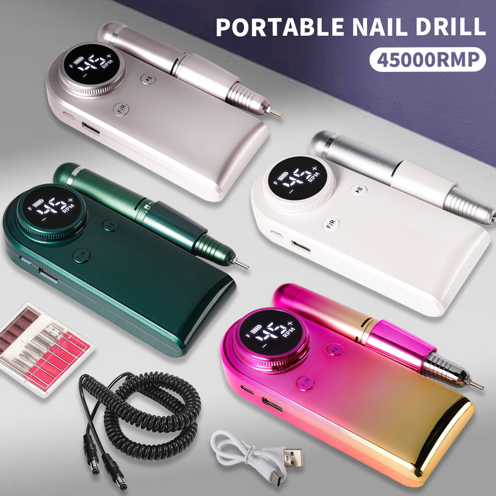 45000RPM Professional Nail Drills Kit With 6 Drill Bits, Portable Electric Nail Drill For Acrylic Nails Gel Polishing Removing, Rechargeable Nail File Machine For Manicure Pedicure Salon Home - 5 - CJ