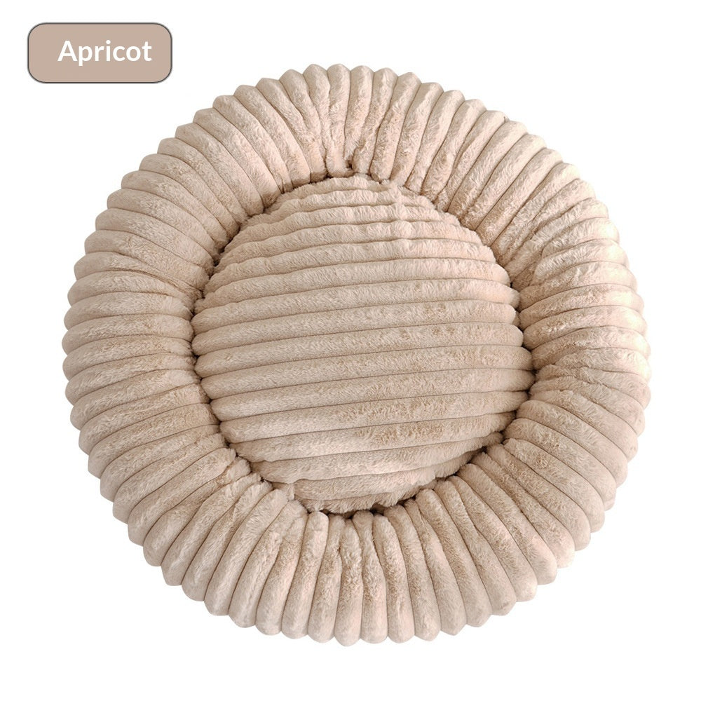 Round Soft And Comfortable Striped Plush Pet Mat - 0 - CJ