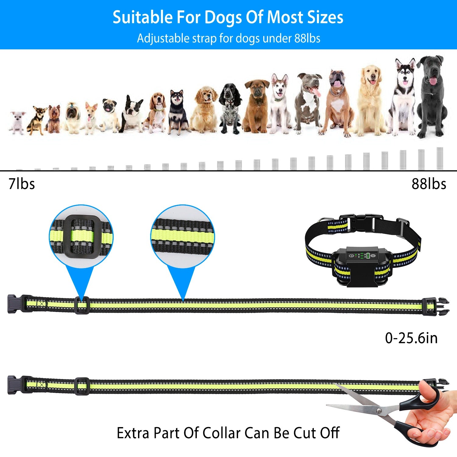 Dog Bark Collar Rechargeable Waterproof Beep Vibration Static Stimulation Bark Stopper Automatic Identification Collar With 6 Intensity Dual Modes - 5 - CJ