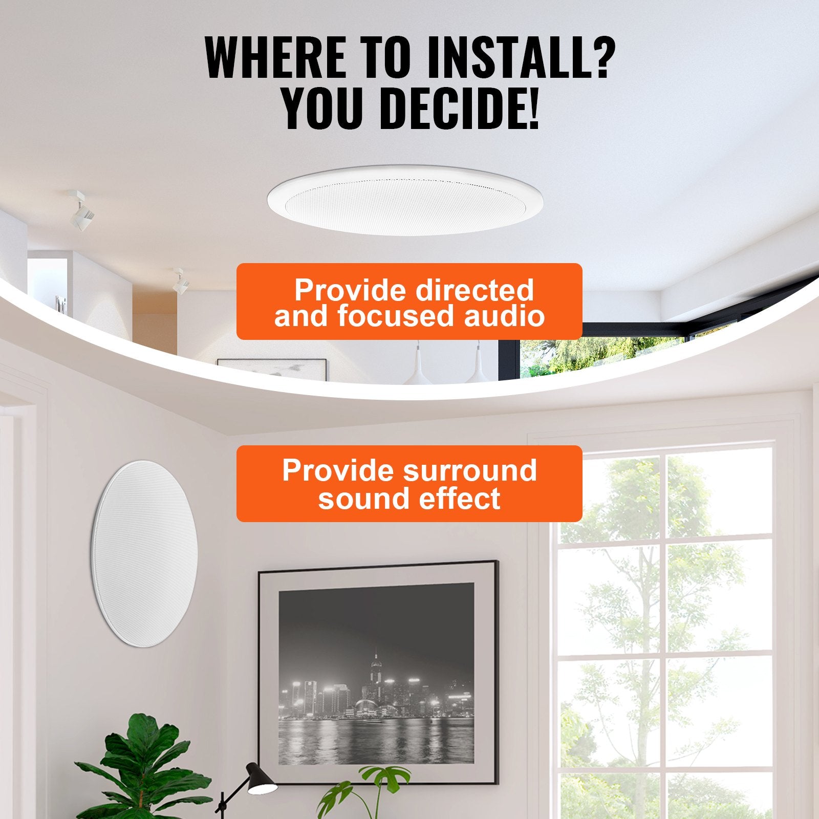 4 PCs 8 Inch In Ceiling Speakers, 100 - Watts, Flush Mount Ceiling & In - Wall Speakers System With 8ΩImpedance 89dB Sensitivity, For Home Kitchen Living Room Bedroom Or Covered Outdoor Porches - 5 - CJ