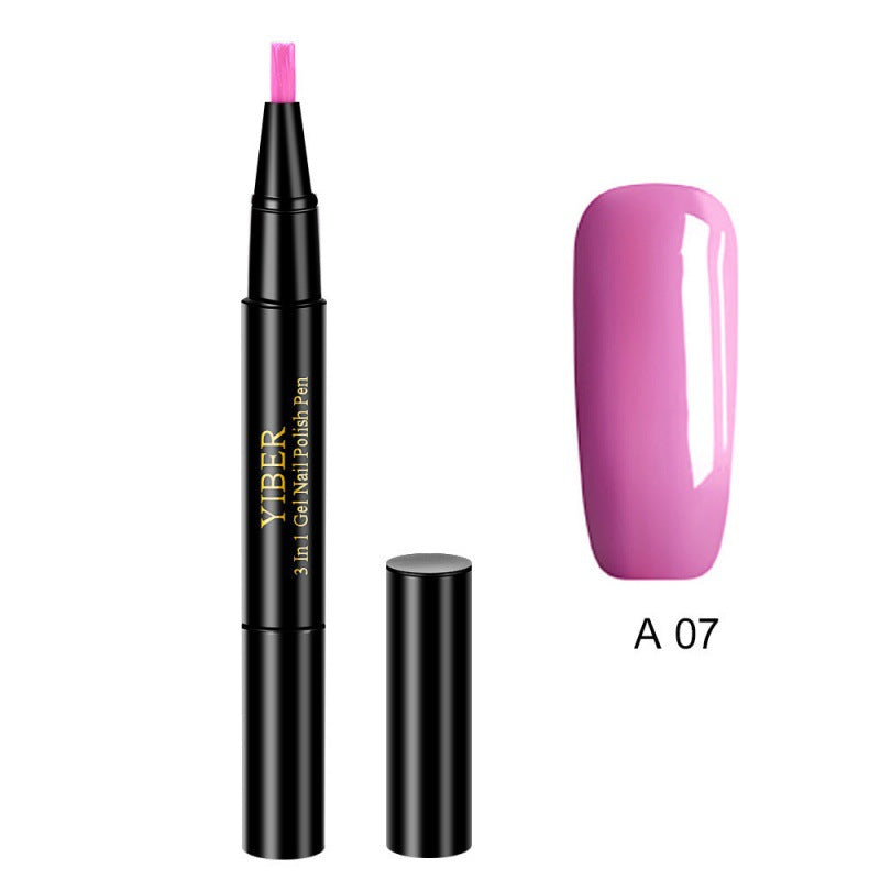 5pcs Nail Polish Pen 3 In 1 One Step Glue Pen Multicolor - 0 - CJ