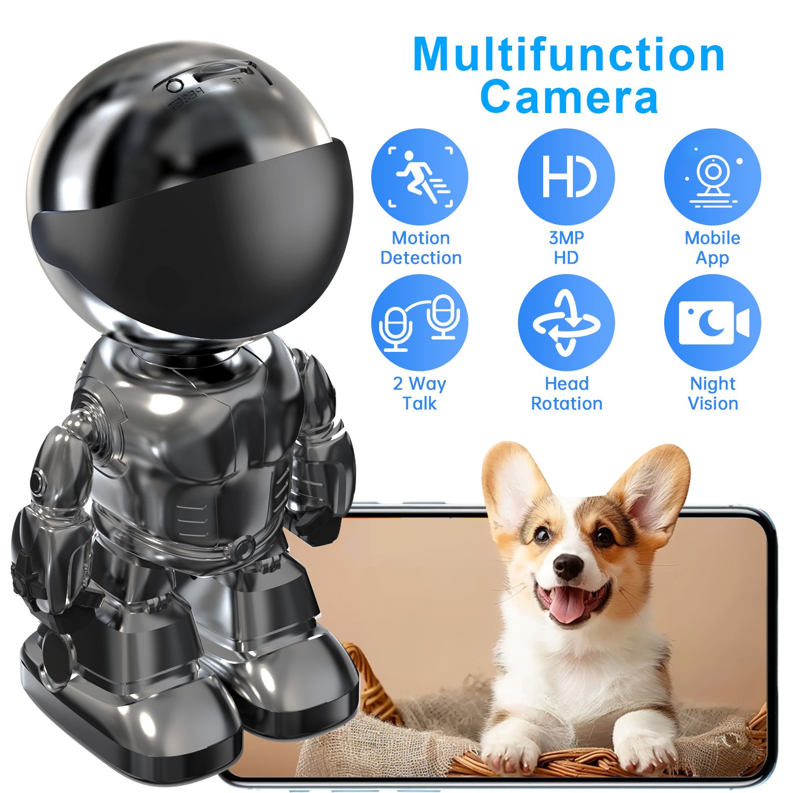 Smart Robot Camera 3MP IP Camera WIFI Robert Network CCTV HD Baby Monitor Remote Control Home Security Camera - 5 - CJ