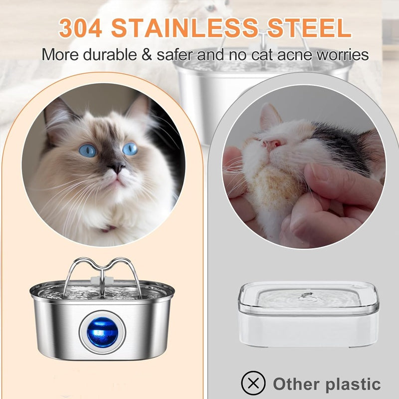 3.2L Cowhorn Model Pet Water Dispenser - Stainless Steel Automatic Water Fountain With 4 Replaceable Filters - 5 - CJ