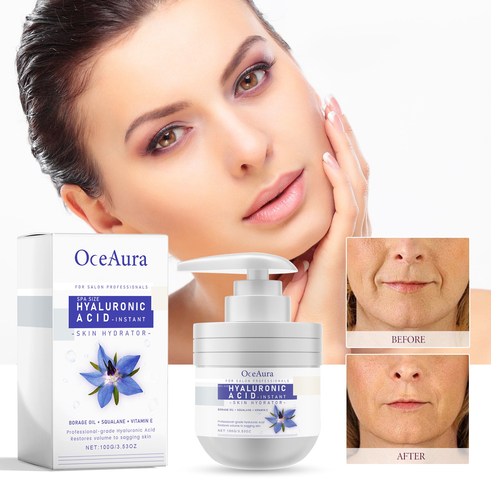 OceAura Hyaluro Nicacid - Instant Skin Hydrator, Fade Fine Lines Body Skin Firming Moisturizing Tender Smooth Shine Cream - 5 - CJ