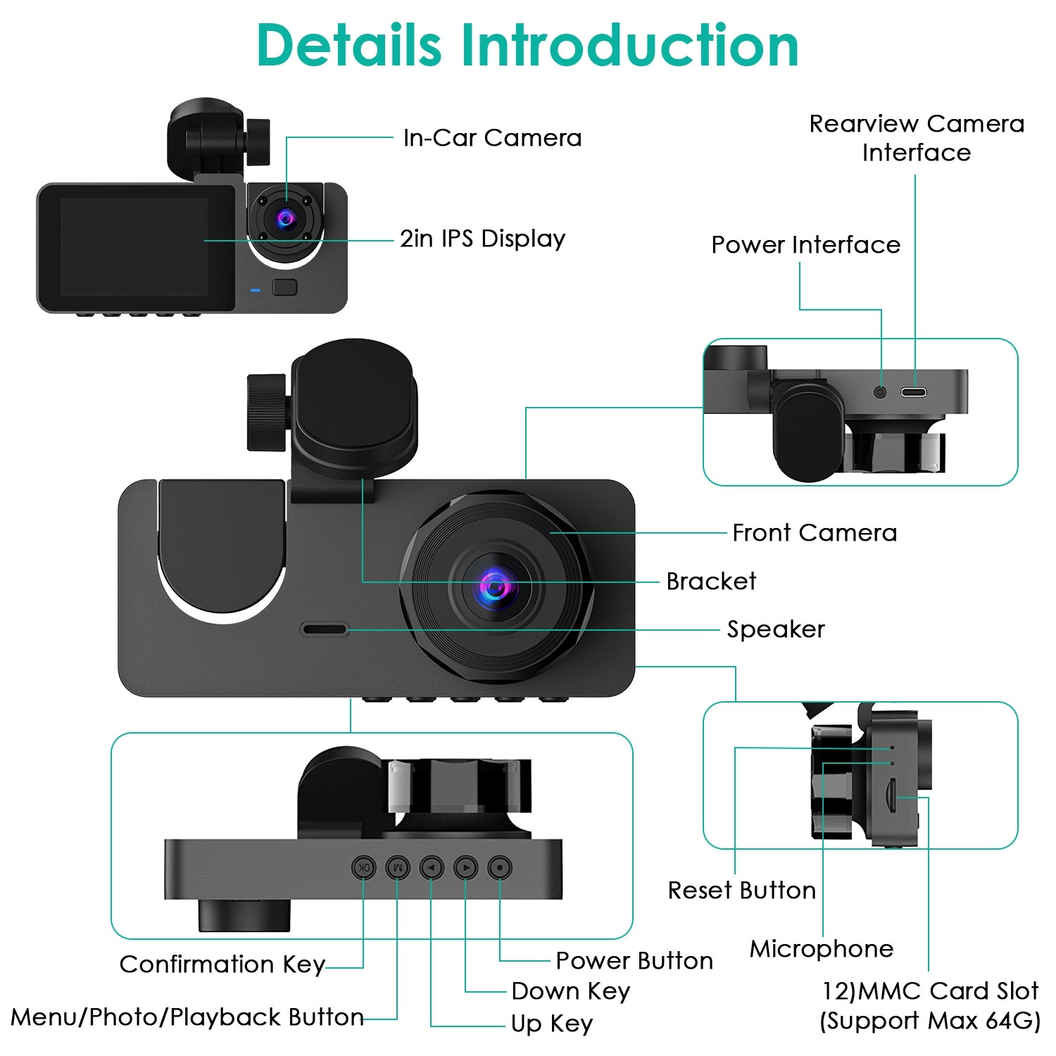3 - channel Car Camera With 32GB MMC Card - 5.0 - CJ