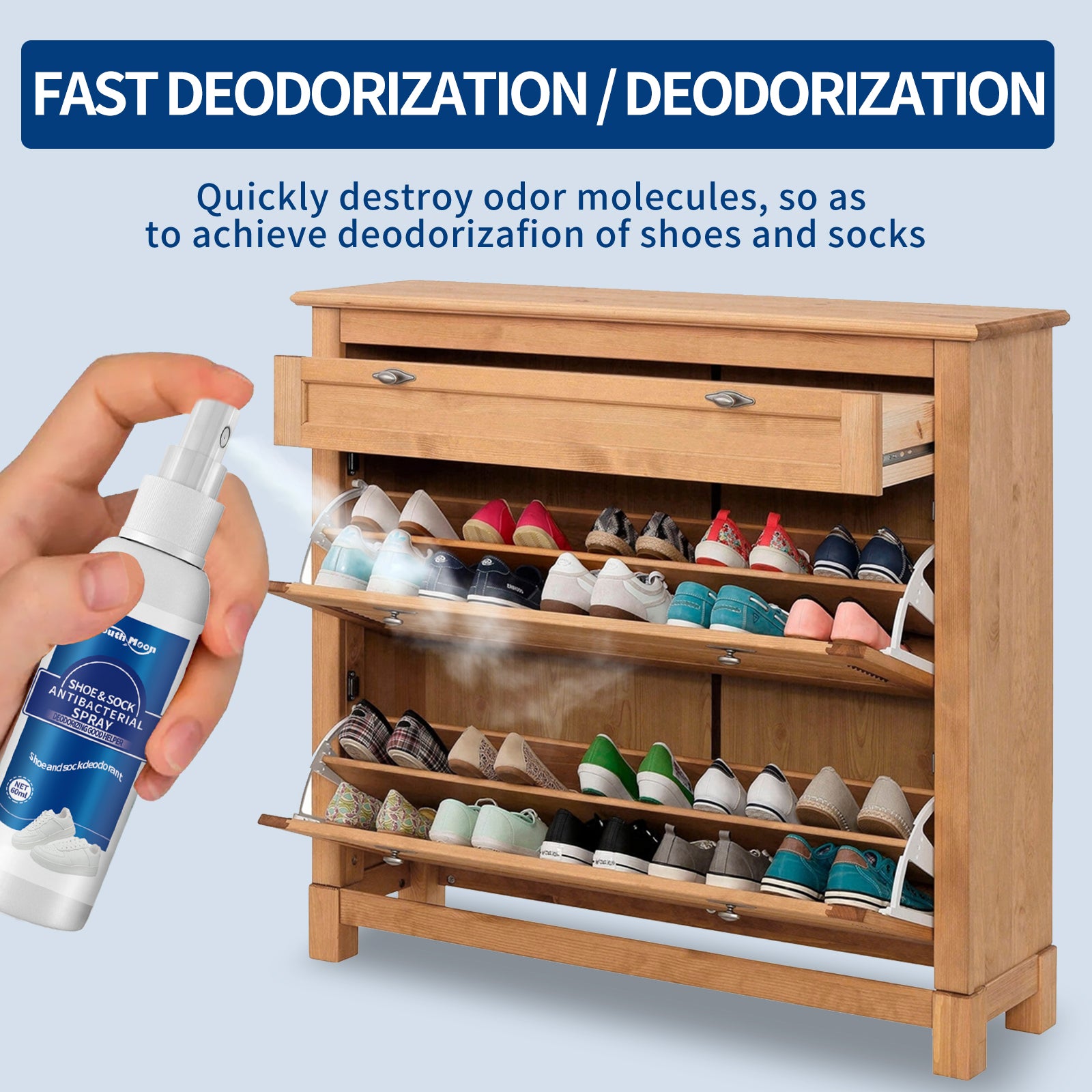 South Moon Shoe And Sock Deodorizing Spray Shoe And Sock Cleaner Sweaty Feet Odor Remover Dry Shoe Cabinet Freshener - 5 - CJ