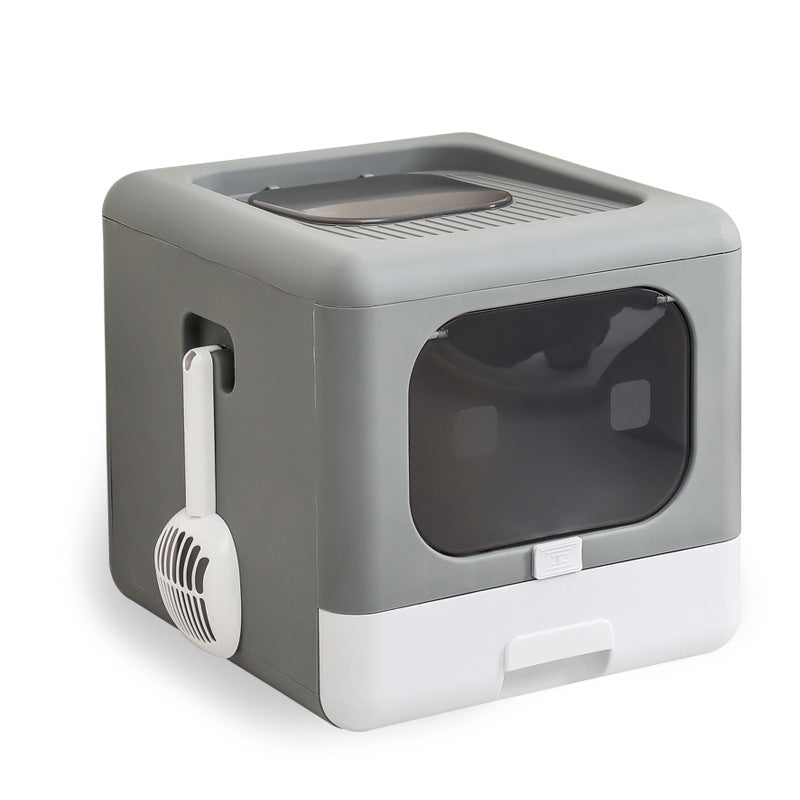 Fully Enclosed Double - door Extra - large Drawer Cat Litter Basin - 0 - CJ