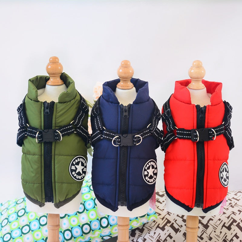 Waterproof Dog Clothes Winter Dog Coat With Harness Warm Pet Clothing Big Dog Jacket Chihuahua Labrador Coat Costume - 0 - CJ