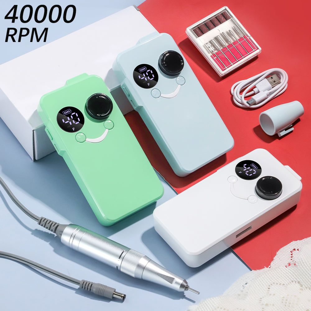40000RPM Nail Drill Professional Cordless Electric Nail Drill Machine Rechargeable Portable Acrylic Gel Grinder Tools With 6 Bits And Sanding Bands For Manicure Pedicure Carve Polish - 5 - CJ