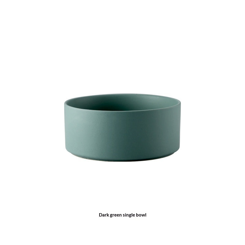 Solid Color Minimalist Home Use Ceramic Cat Food Feed Bowl - 0 - CJ